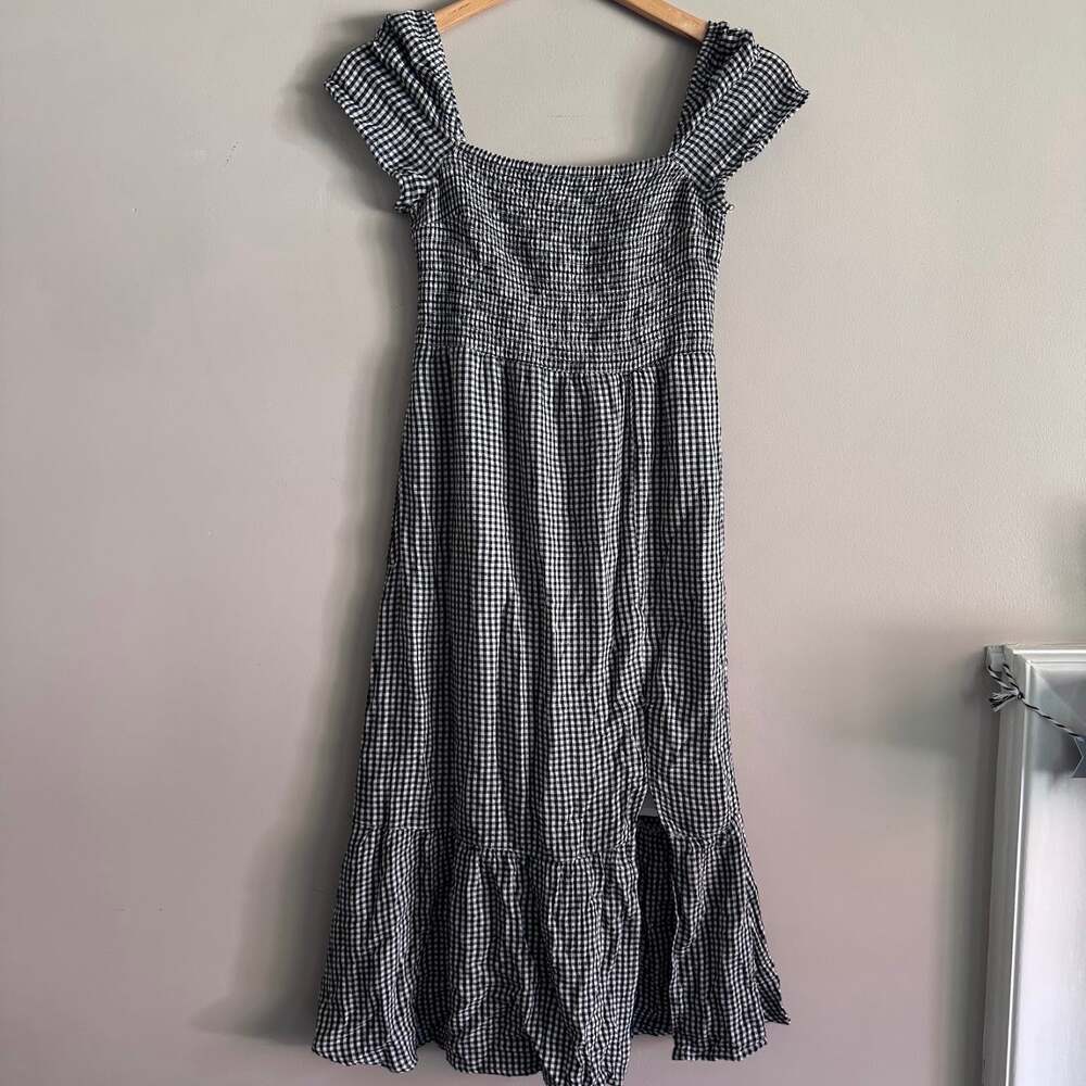 Abercrombie & Fitch Gingham Black and White Smocked Bodice Dress Size XS